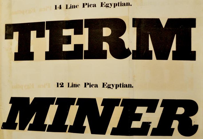 Display face: fourteen- and twelve-line pica Egyptian from Thorowgood's specimen of 1825, cut for the poster and the bill, not the page.