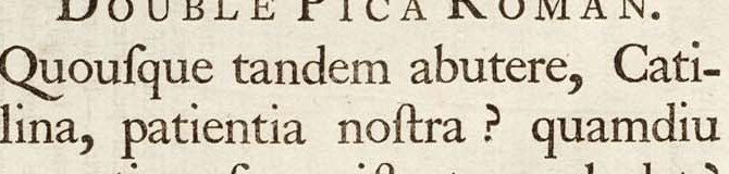 Finial: the e of eludet in Caslon's Double Pica roman, its arm tapering to a curved end.