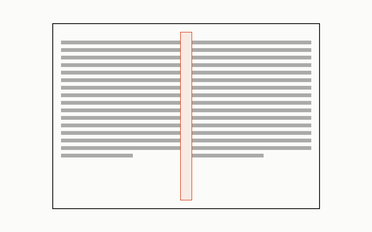 Gutter: a drawn diagram with the gutter marked in vermilion.