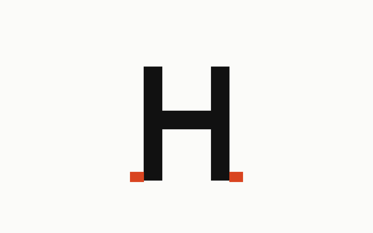 Sidebearing: a letter in the house face with the sidebearing marked in vermilion.